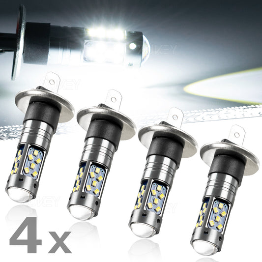 4x Super Bright H1 LED Headlight Kit High Low Beam Fog Driving Bulbs 6500K White
