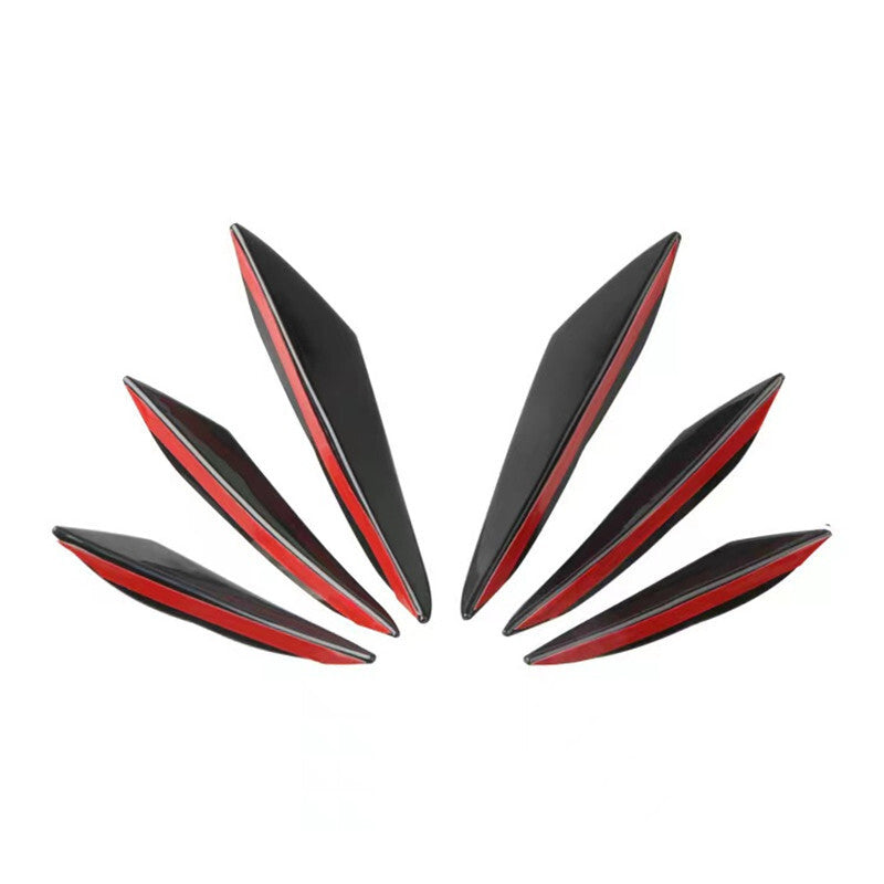 6Pcs Black Car Bumper Lip Rubber Fin Splitter Spoiler Canard Valence Body Pad