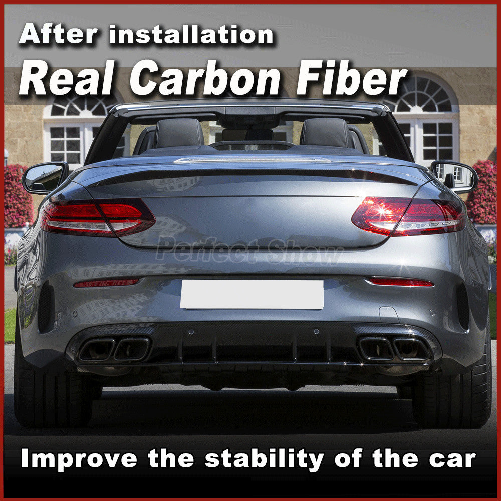 REAL CARBON for Benz A205 C200 C300 C43 C63 Convertible Rear Trunk Spoiler Wing