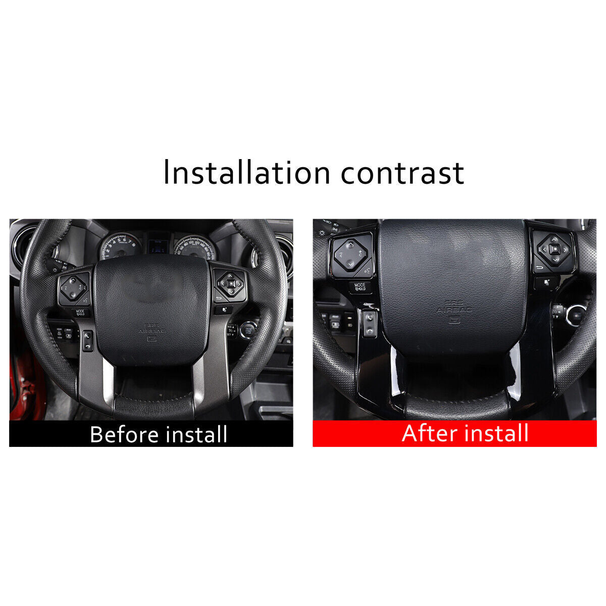 for Toyota Tundra/Tacoma 16-20 ABS Black Steering Wheel Button Frame Trim Cover