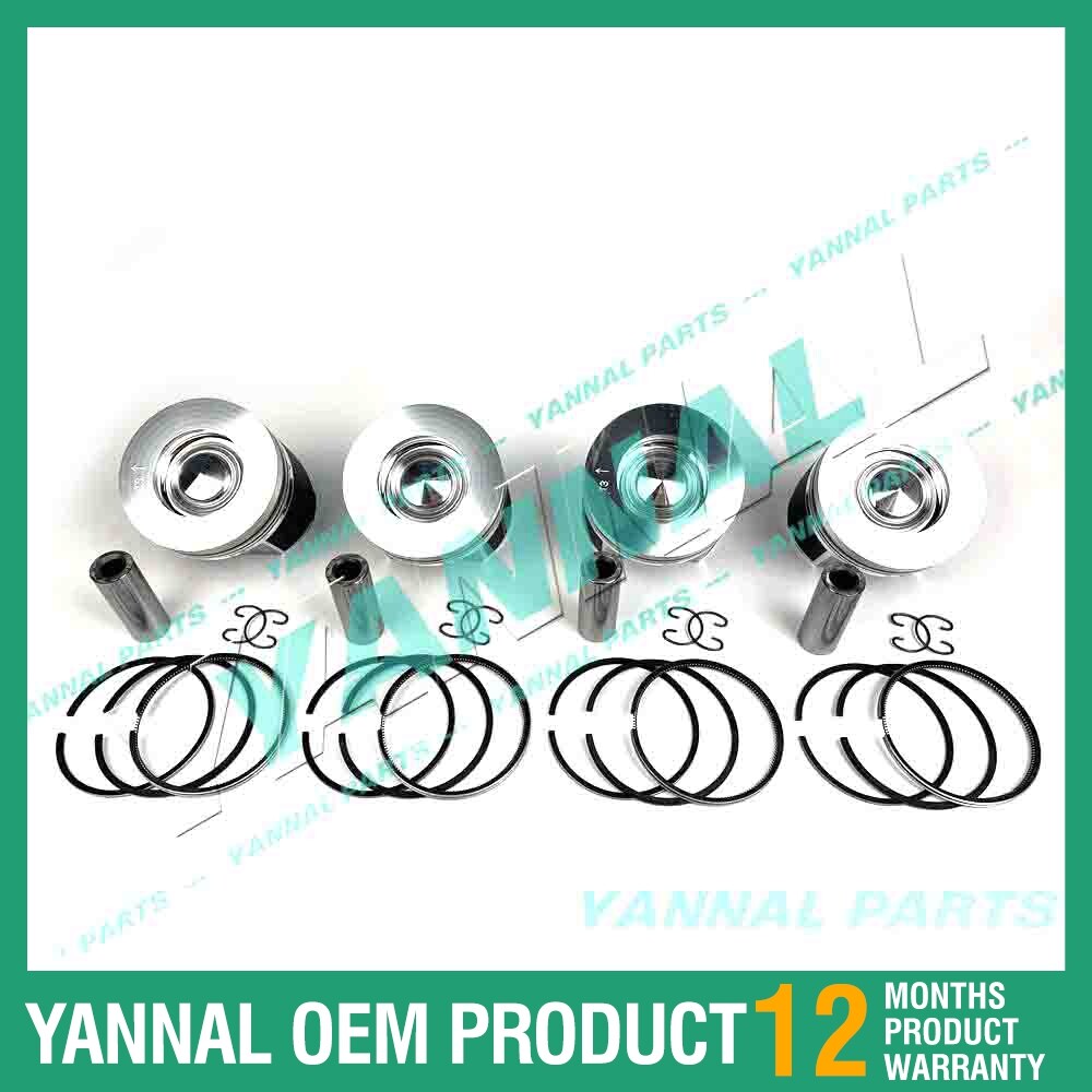 4-piece piston with piston rings + 0.5 mm for Kubota V3800 engine (oversized)
