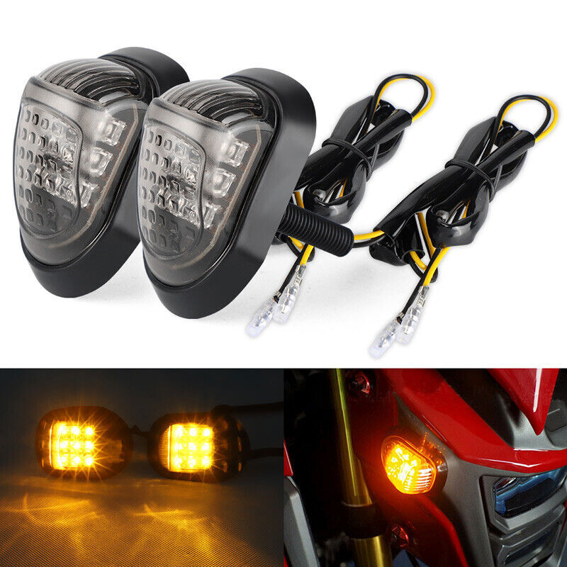 2x Motorcycle 9 LED Flush Mount Turn Signals Indicator Blinker Amber Light Black
