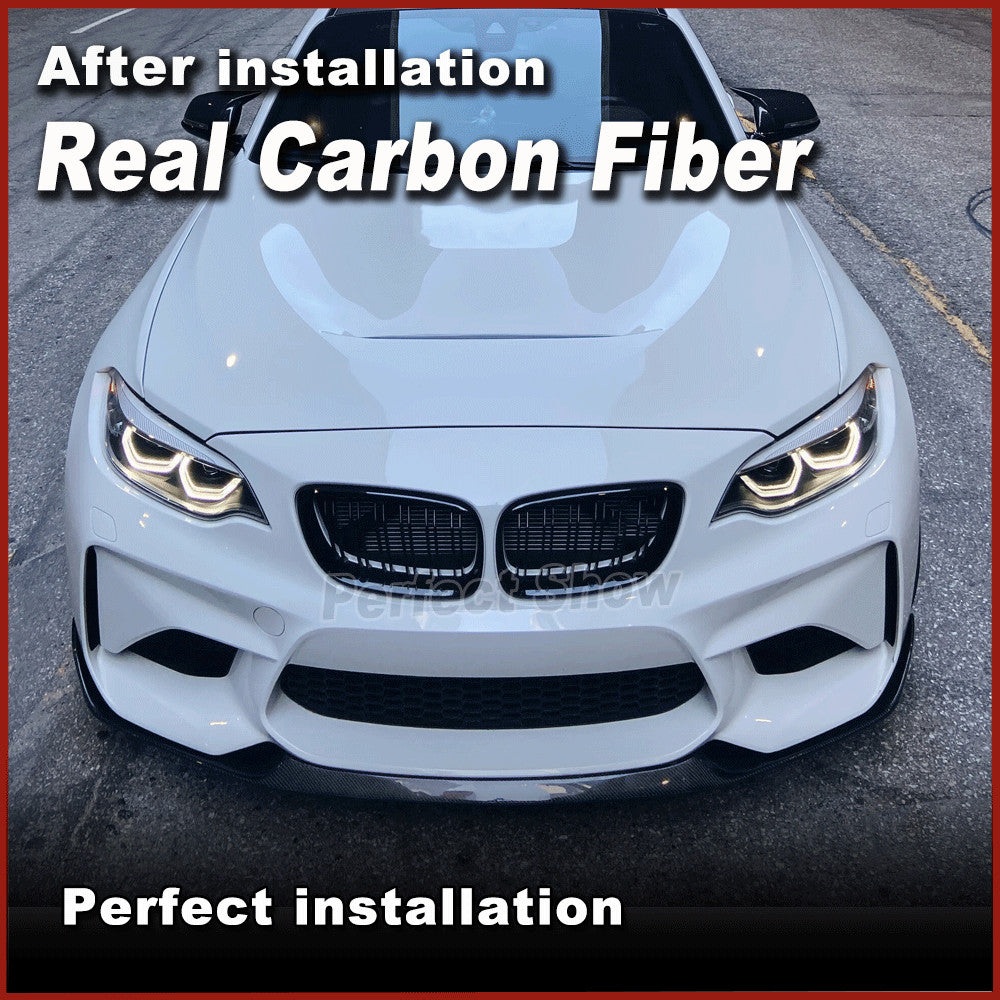 REAL CARBON Front Bumper Lip Chin Spoiler Fit for BMW 2 Series F87 M2 2016-2018