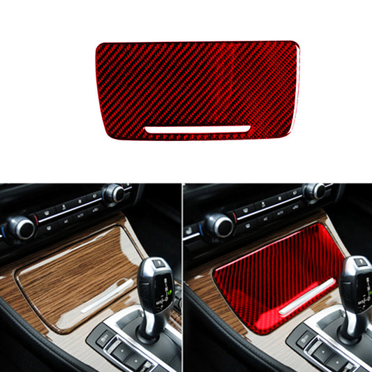 Red Carbon Fiber Storage Box Panel Cover Trim for BMW 5 Series F10 2011-2017