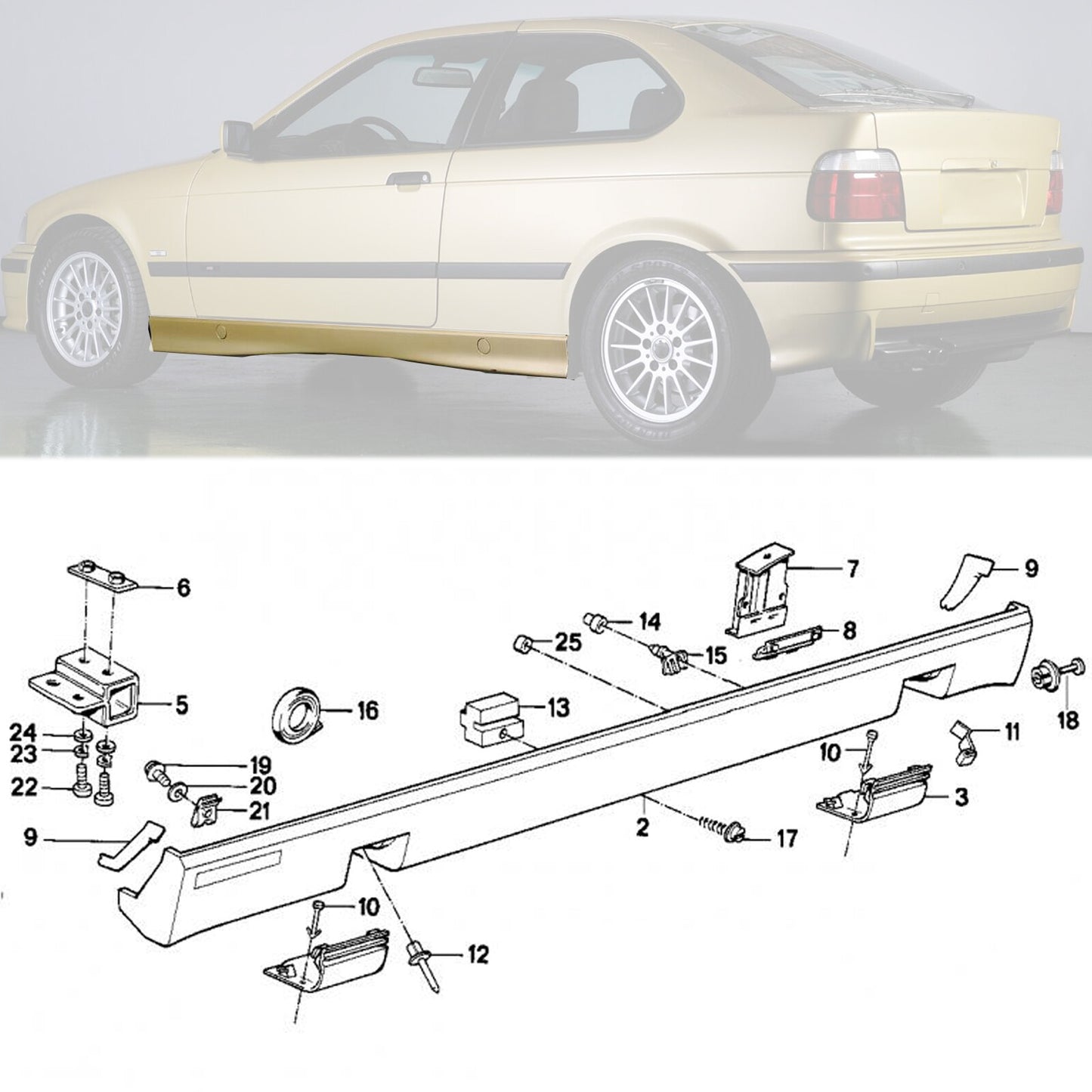 80x attachment clips side sills for BMW 3 Series E36 316g 318is 323ti 325i.328i