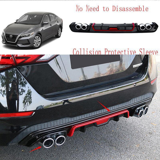Black-Red Rear Bumper Diffuser Lip Spoiler Refit Car for Nissan Sentra 2020-2023
