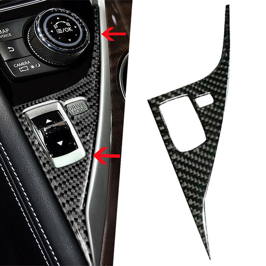 for Infiniti Q50 Q60 2014-19 Carbon Fiber Interior Gear Shift Drive Panel Cover