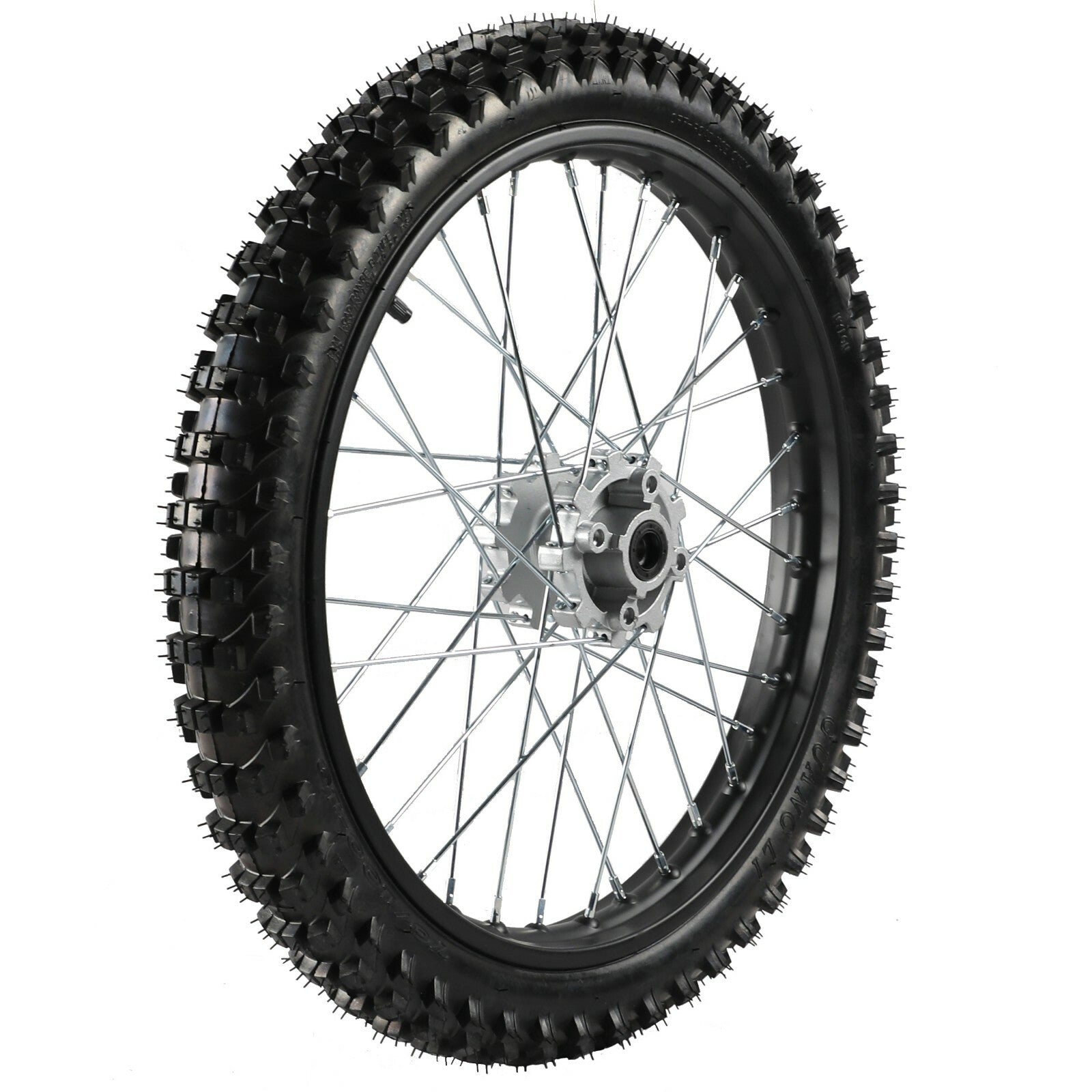 15mm 19-inch front wheel 70/100-19 rim assembly for 150cc and 200cc Apollo Pit bicycles.