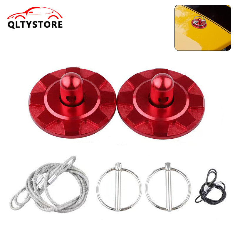 Red Hardware Bonnet Racing Hood Pin Lock Appearance Kit Universal Aluminum