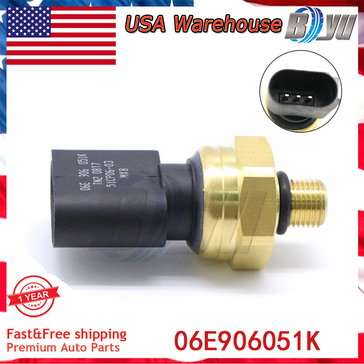Low Fuel Pressure Sensor For 05-09 for Audi A4 Quattro 2.0L for VW for Jetta for Passat GTI NEW