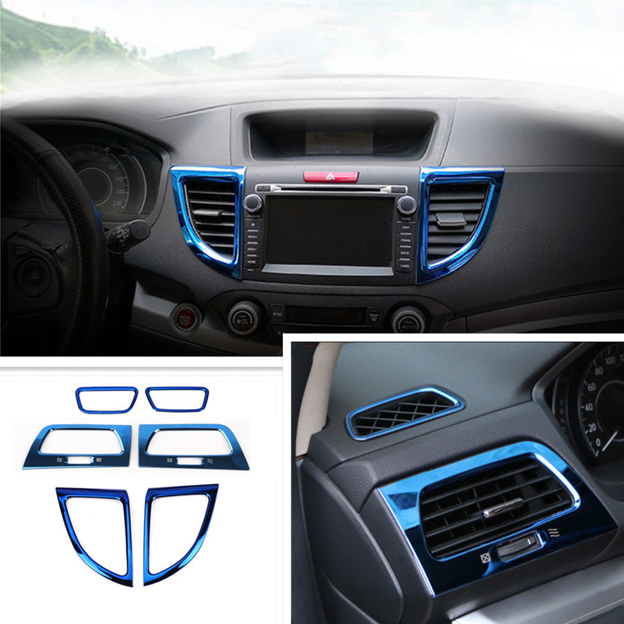 Suitable for Honda CR-V 2012-2016, dashboard ventilator cover trim, bright blue, 6-piece set.