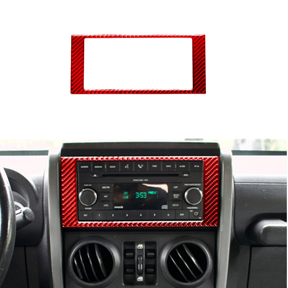 Red Carbon Fiber Radio Surrounding Control Frame Trim for Jeep for Wrangler 2007-10