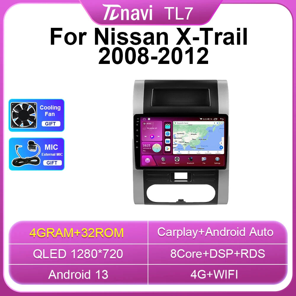 for Nissan for X-Trail 2007-2012 Car Radio CarPlay Multimedia Auto Player GPS Screen