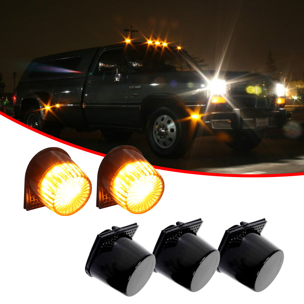 5-piece LED smoked roof cab clearance daytime running lights for 84-93 for Dodge D/W Series pickup trucks