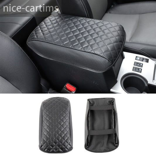 Carbon Fiber Console Armrest Cushion Pad Leather Cover For Toyot@ 4Runner 2017+