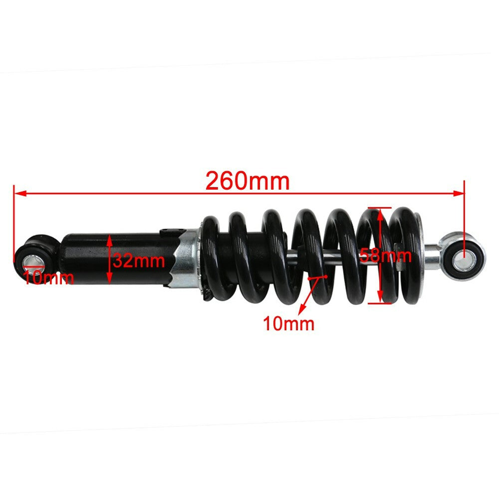 A pair of 270mm 10.5-inch rear shocks for Honda for Kawasaki motorcycles, pit bikes, and all-terrain vehicles.