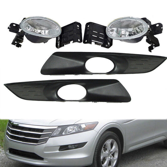 for Honda Accord Crosstour 2010-2012 Front Bumper Fog Lights Lamp W/ Cover Bezel