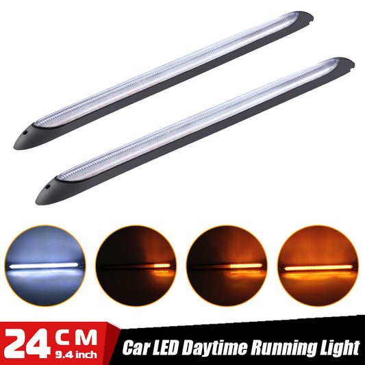 2X LED Car Strip Daytime Running DRL Light White Yellow Turn Signal Sequential