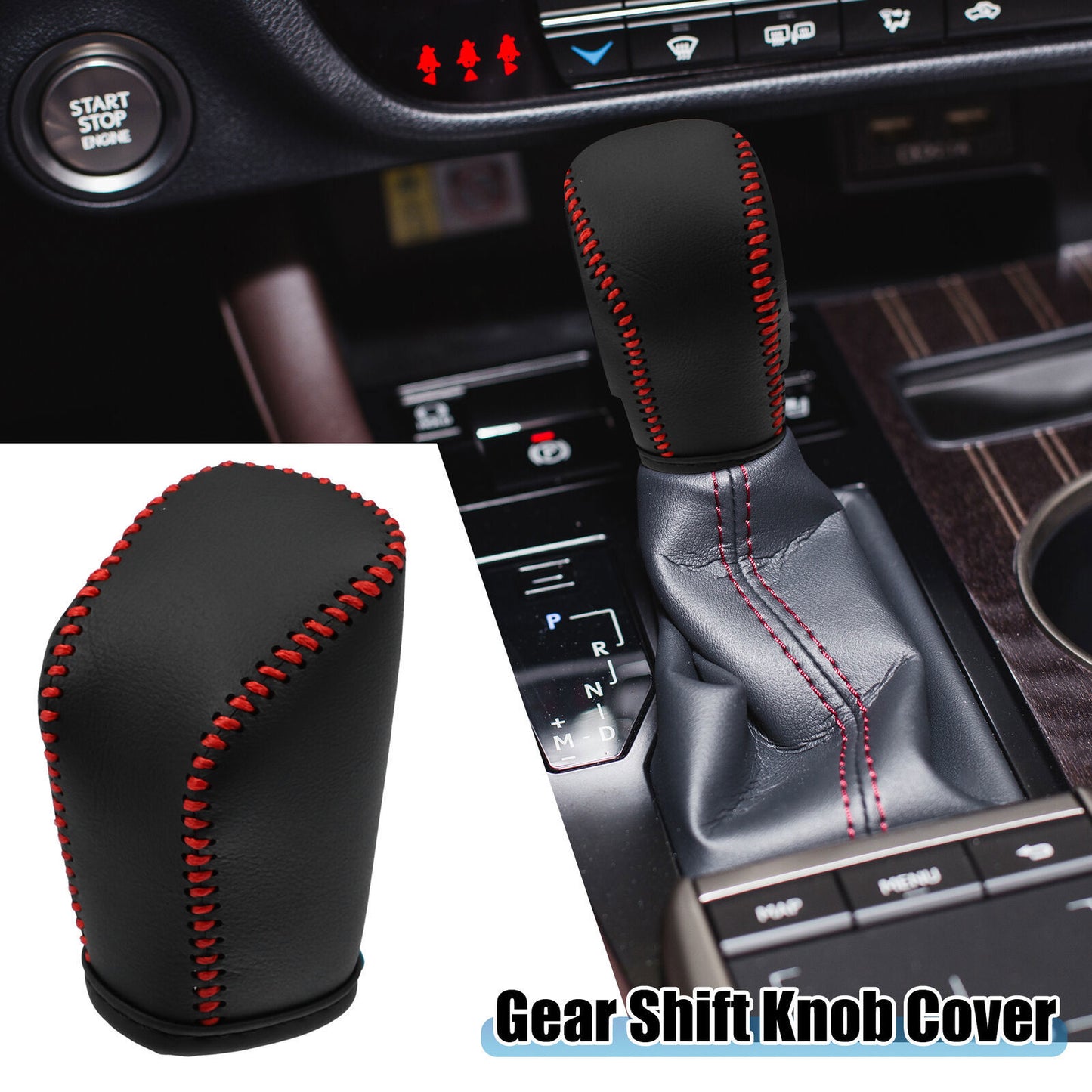 for Lexus for ES 300h 350 2016-18 Black Hand sewn leather Gear Shift Knob Cover trim