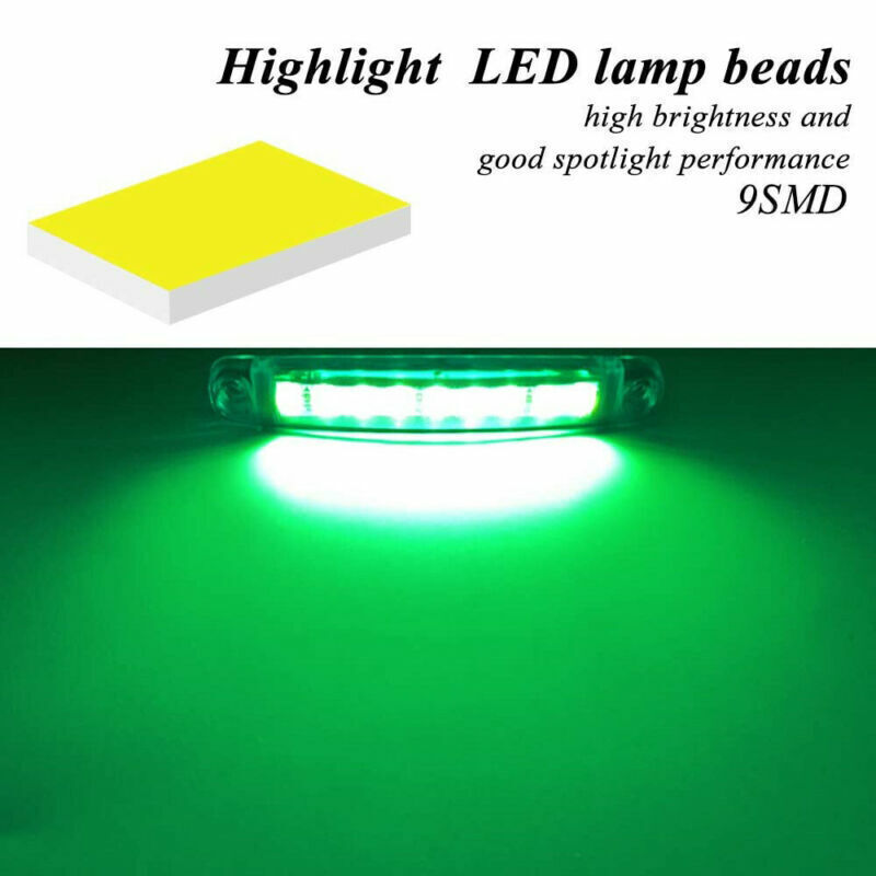 20x 4 Green LED Bus Truck Trailer Side Marker Indicators Lights Waterproof 12V