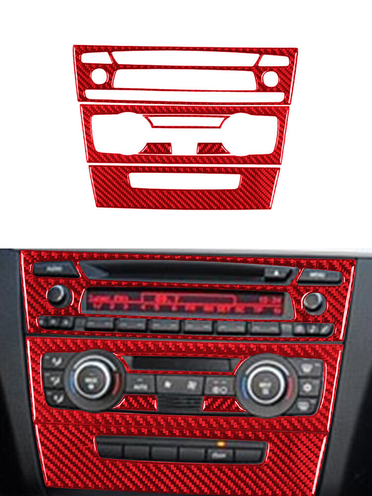 Red carbon fiber center console trim for BMW 1 Series convertible E82/E88 2008-2013 C