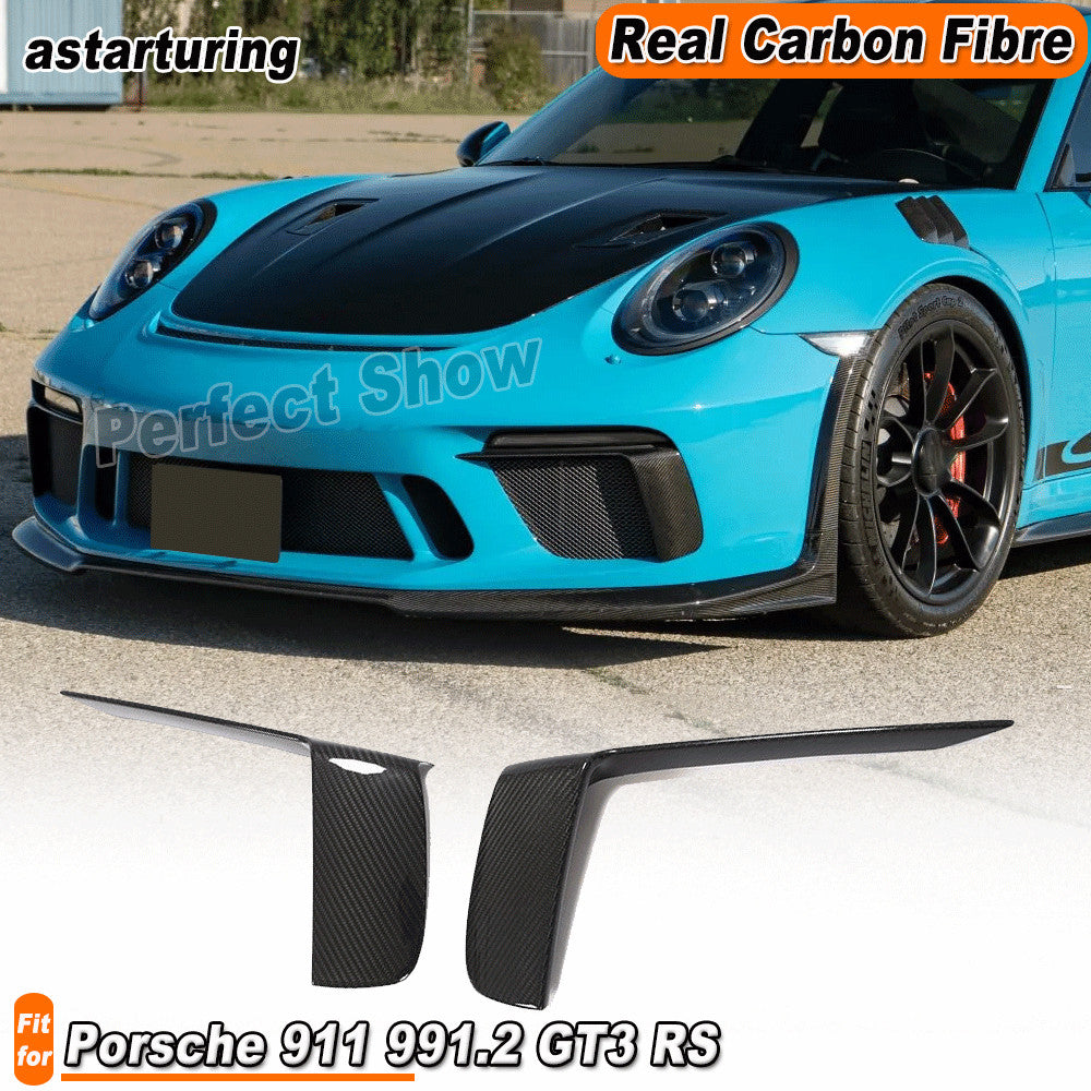 Fit for Porsche 911 GT3 2017-18 Dry Carbon Front Bumper Fins Side Air Vent Cover