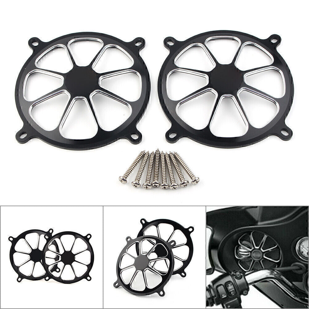Audio Fairing Mount Front Speaker Trim Grill Cover for Harley Touring 1996-13