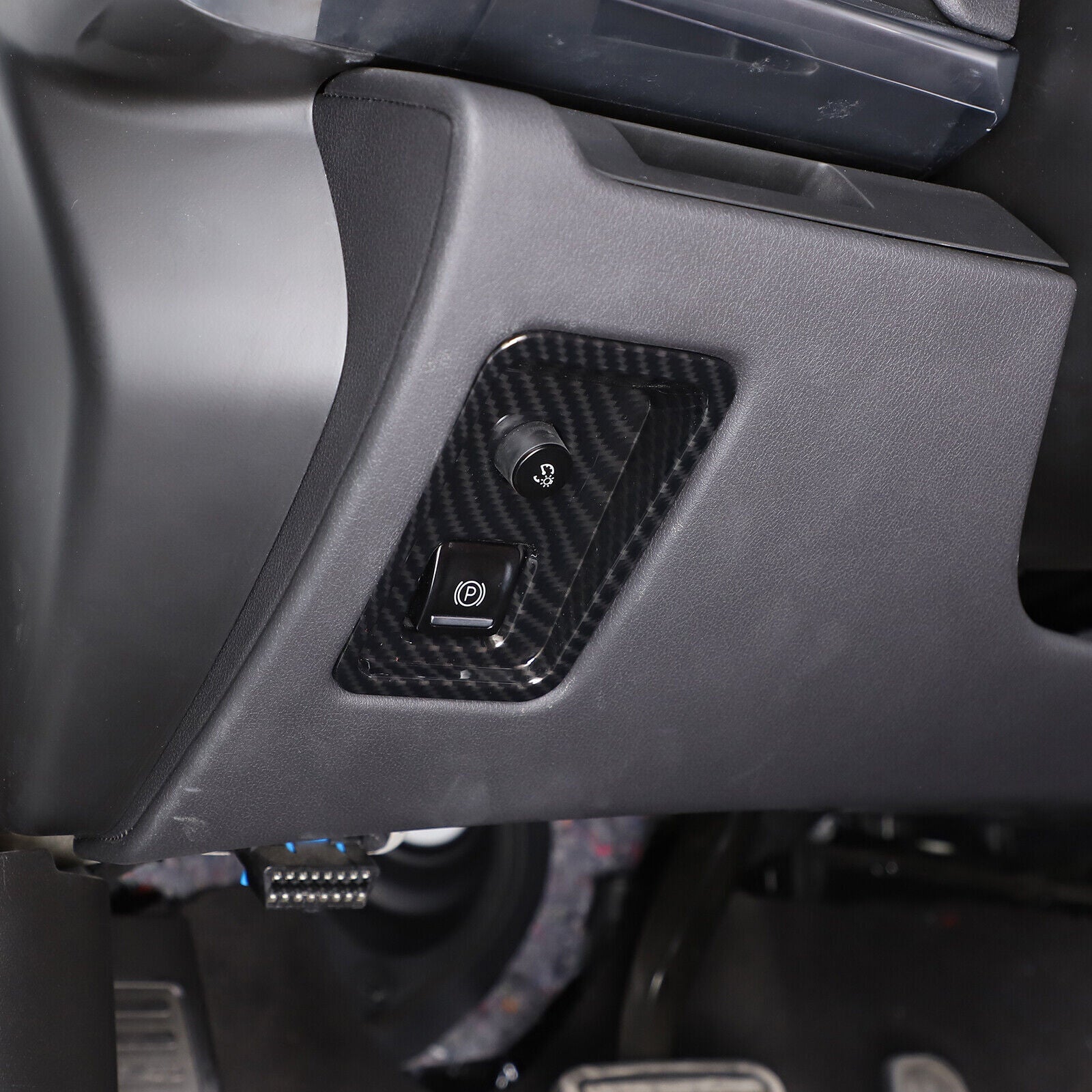 ABS Carbon Fiber Interior E-Parking Button Cover Trim Fits for Corvette C8 2020-23