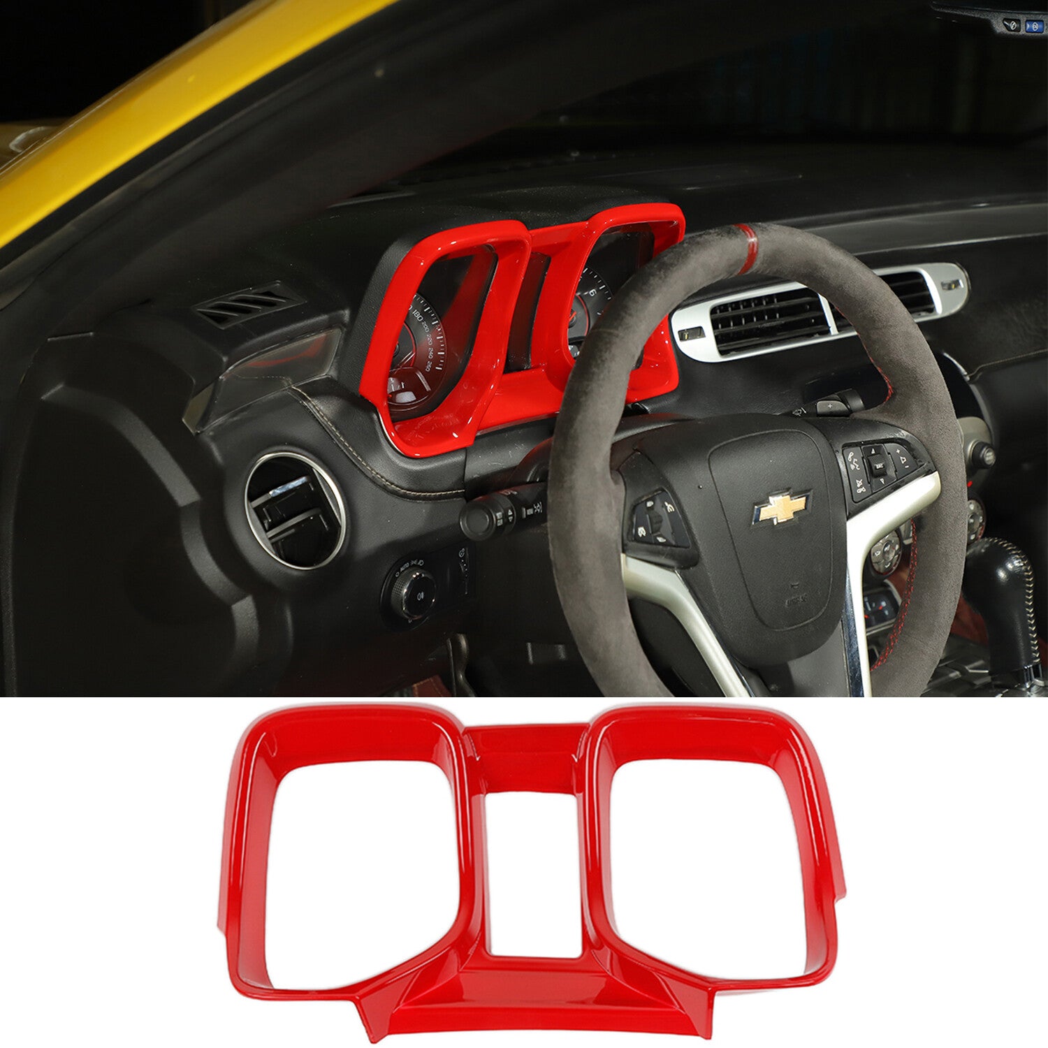 for Chevrolet Camaro 2010-2015 Dash Board Frame Bezel Dashboard Panel Trim Red