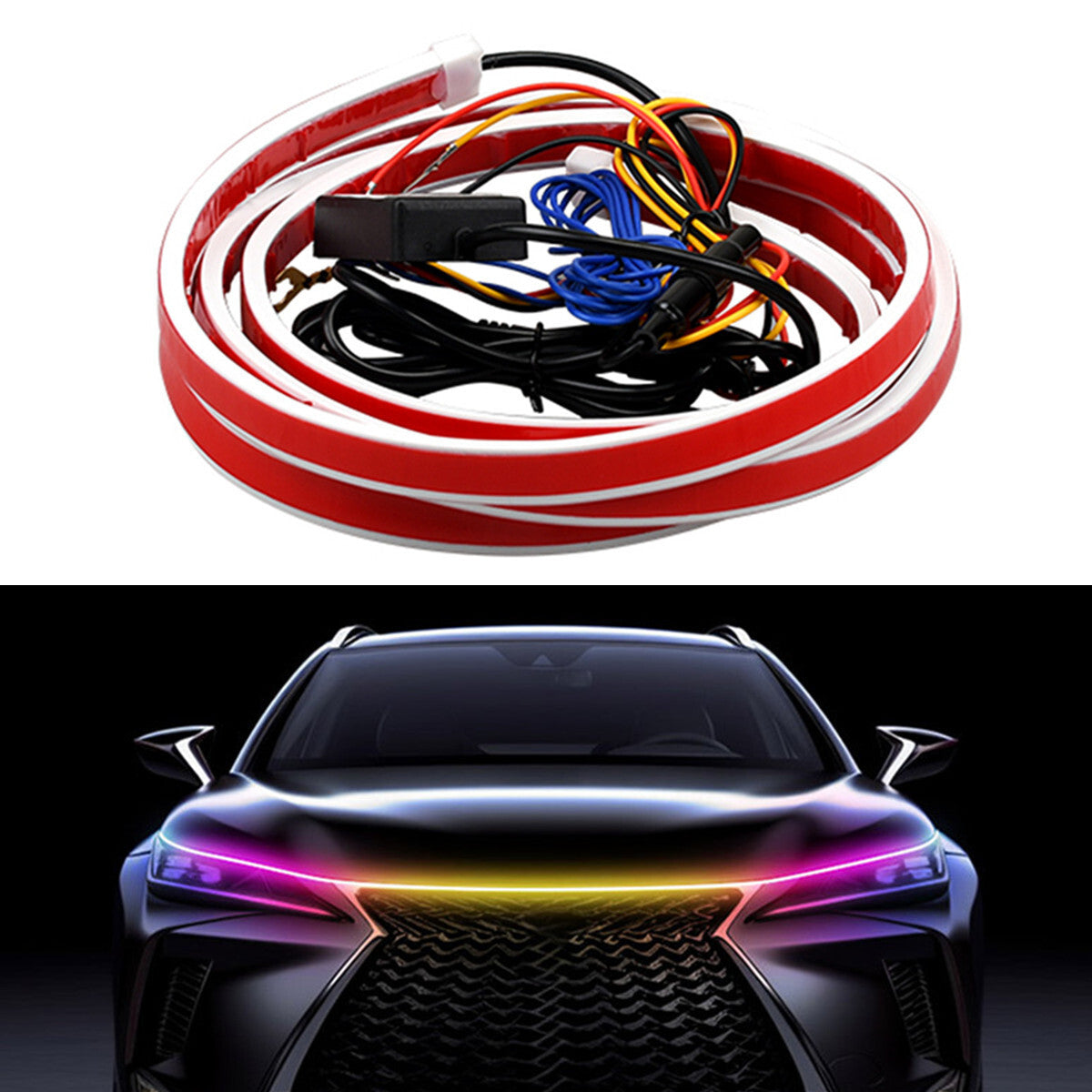 Flexible Dynamic Car LED Hood Lights LED Daytime Running Light Strip Waterproof