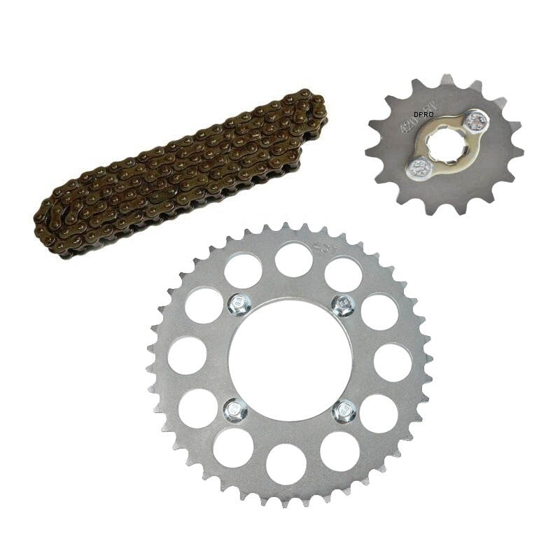420 chain + 43T front and rear sprockets suitable for off-road bikes, ATVs, go-karts, Apollo 125cc, 150cc...