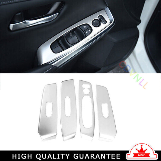 Glass Window Lifting Lock Panel Trim 4X for Nissan Sentra 2020-2022 Silver Steel