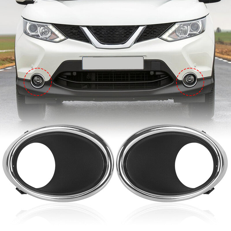 2Pcs Front Fog Light Lamp Cover Trim Bezel Fit For 2014-2017 for Nissan Qashqai J11
