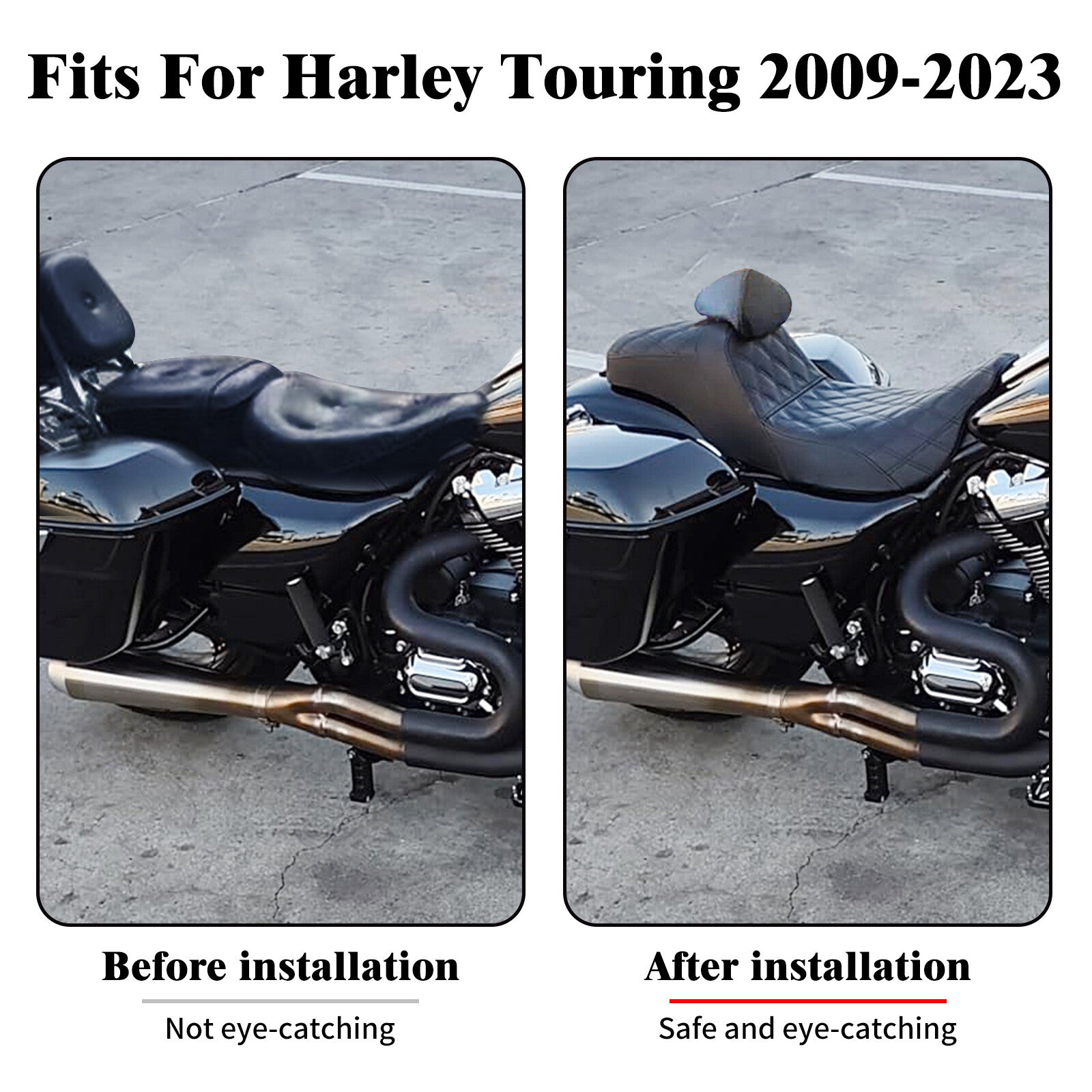 Driver Passenger for Seat Red Line w/ Backrest for Harley Street Road Glide 09-2023