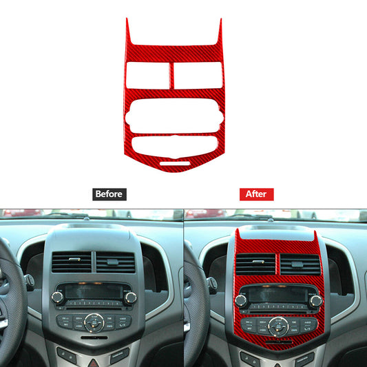 Red Carbon Fiber Center Console Panel Cover Trim for Chevrolet Sonic 2012-2016