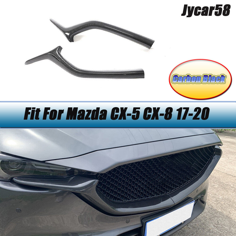 for Mazda CX-5 CX5 CX8 17UP Front Bumper Mesh Grille Grills Strip Carbon Look