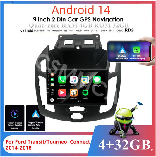 Fit For 2014-2018 for Ford Transit Connect 9 Android 13 Car Stereo Radio GPS Navi