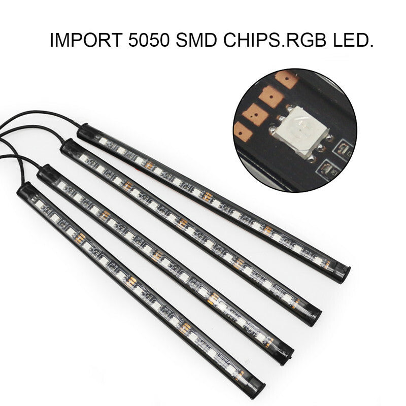 Car BLUE 12 LED Footwell Interior Floor Decorative Atmosphere Light Neon Lamp