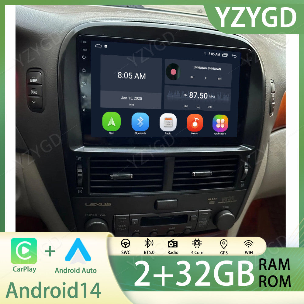 for Lexus LS430 2001-2006 Car Stereo Radio GPS Navi Screen 9inch Apple Carplay