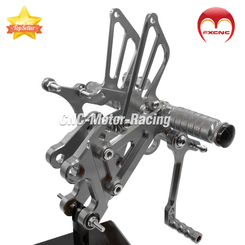 CNC geared footrest suitable for YZF R125 MT125 2008-2013 models with rear pedal derailleur.