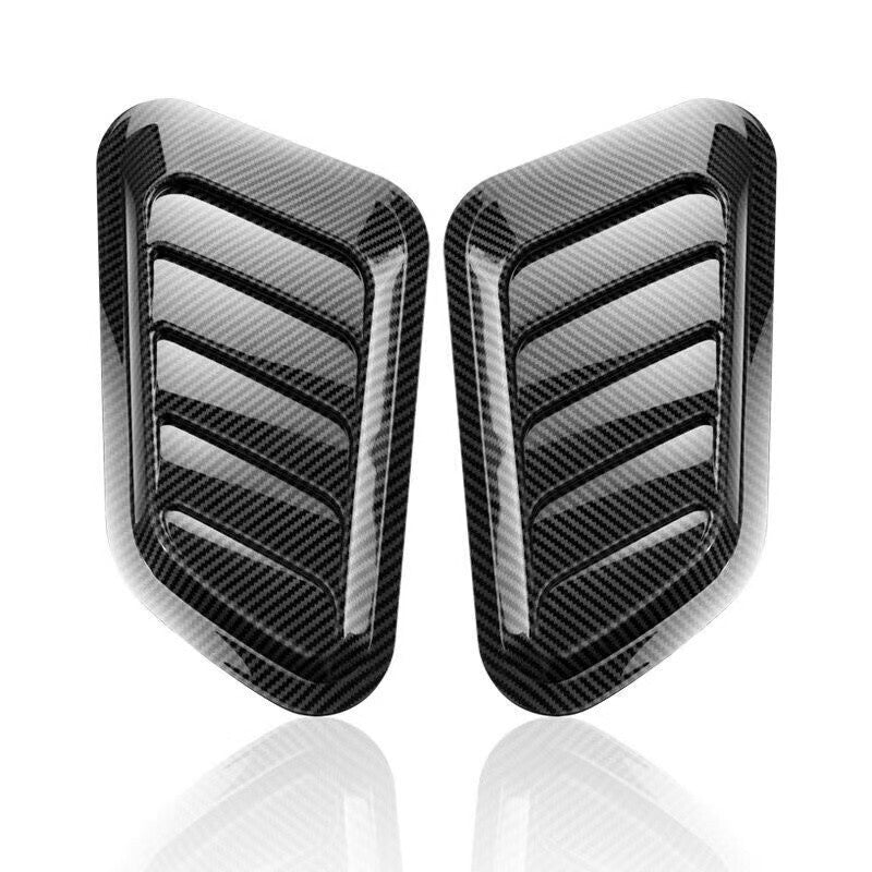 2PCS Carbon Fiber Car Air intake Scoop Bonnet Hood Vent Louver Cooling Panel Set