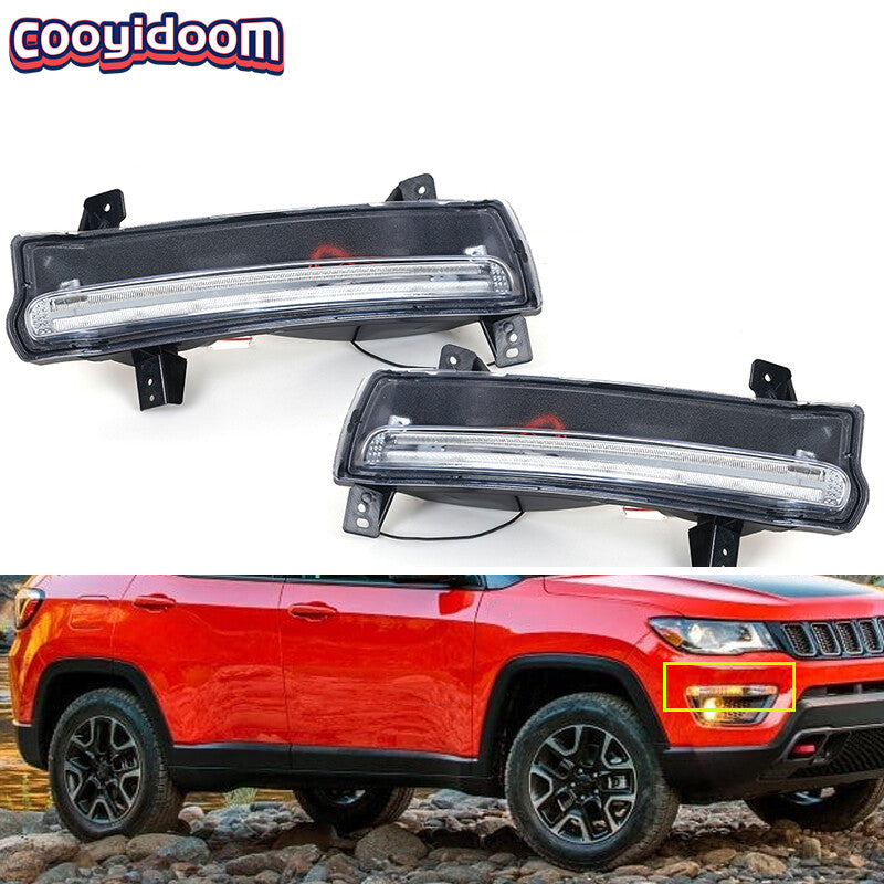 For 2017-19 for Jeep Compass LED Front Daytime Running Lights DRL Fog Lamps LHRH