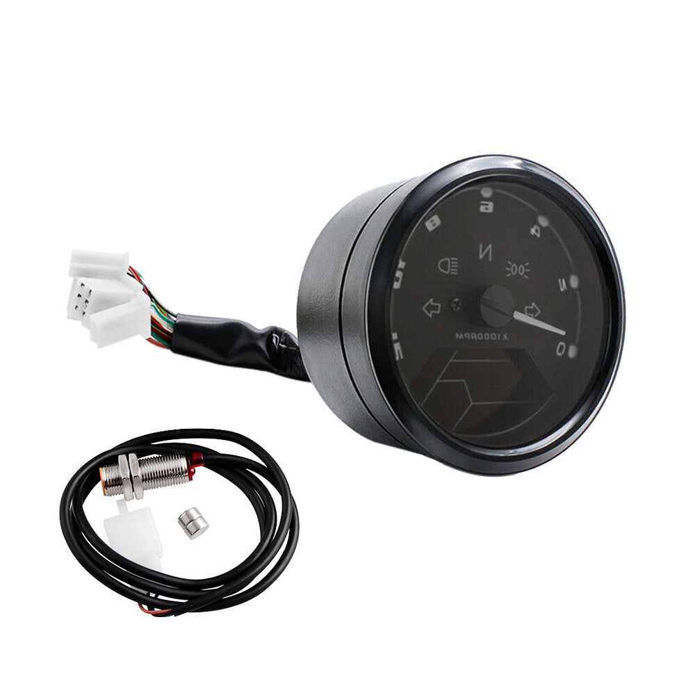 Motorcycle Universal LCD Digital Tachometer Speedometer Odometer 12000RPM Gauge