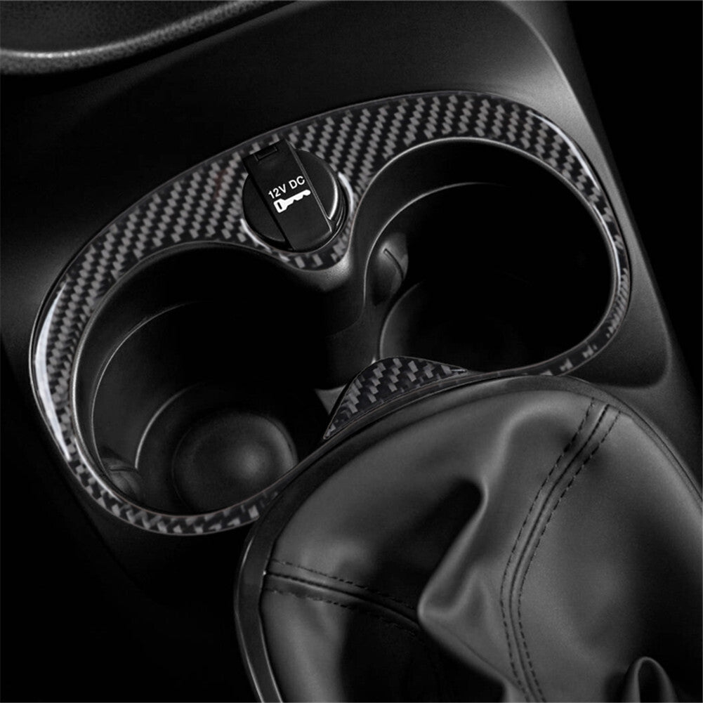 Carbon Fiber Floor Console Cup Holder Trim for Fiat 500L 2014-2017