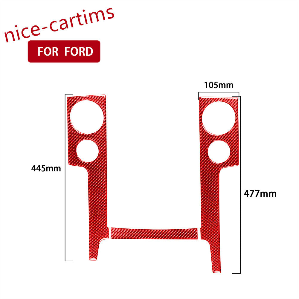 3¡ÁRed Carbon Fiber Central Side Air Vent Panel Trim for Ford F-150 FX4 2004-2008