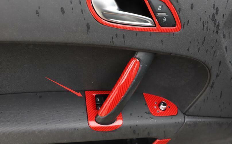 for Audi TT 2008-14 Red Carbon Fiber Window Lock Lift Panel Frame Cover Trim 2P