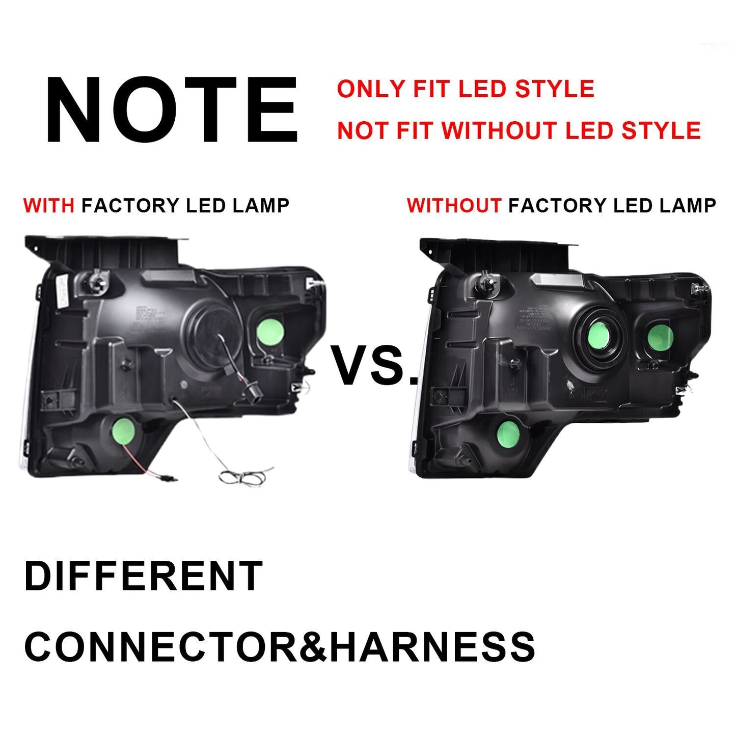 Suitable for 2009-2014 for Ford F-150 Chrome/Smoke Dual LED Projector DRL Headlights