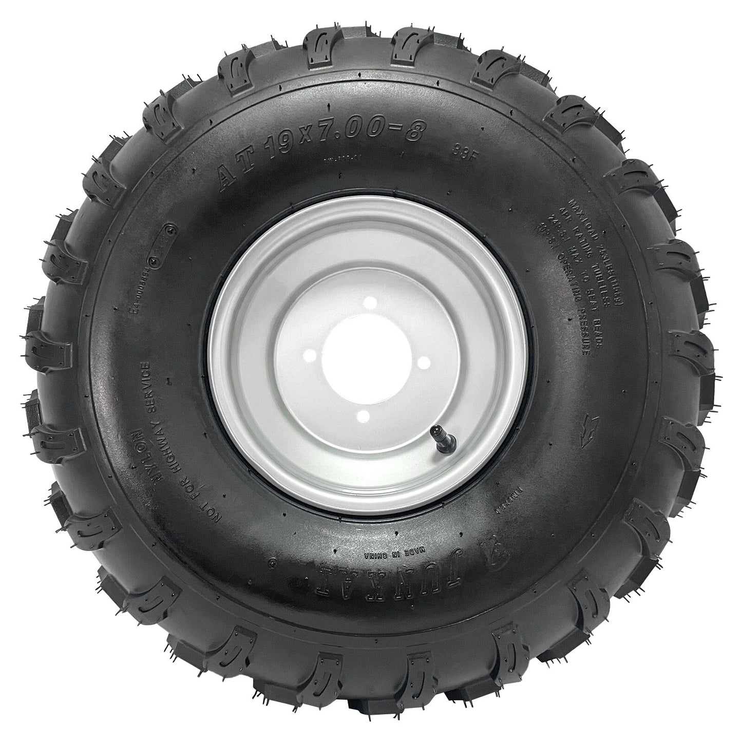 19x7-8 tires, 4-wheel bolts, Knobby tires suitable for 4-wheel off-road vehicles, go-karts, and all-terrain vehicles.