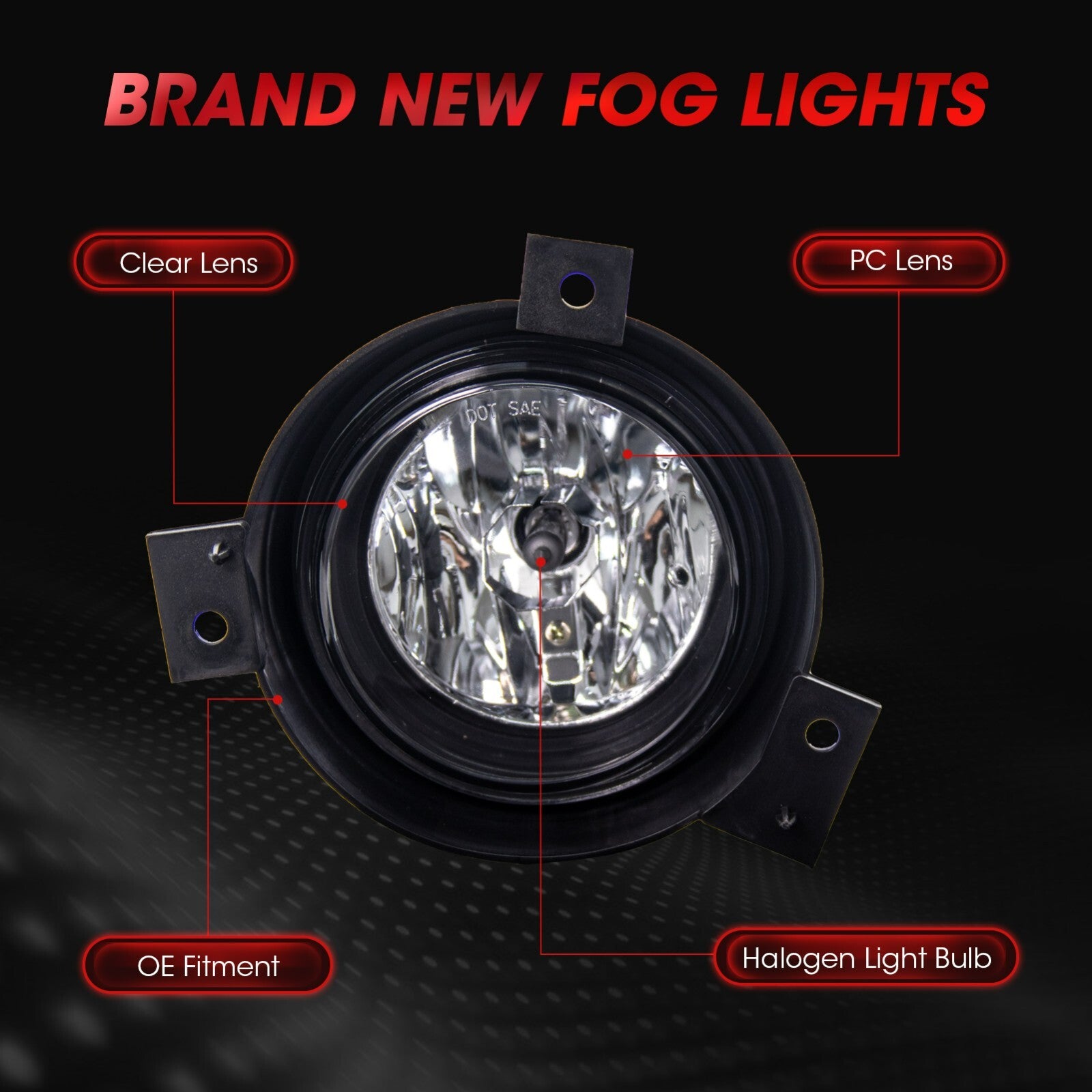 Fog light assembly replacement parts for 2001-2003 for Ford models with Ranger wiring harness kit.