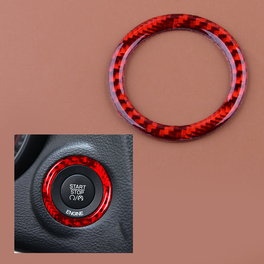 Car Carbon Fiber Engine Start Stop Push Button Ring Trim fit for Dodge Charger